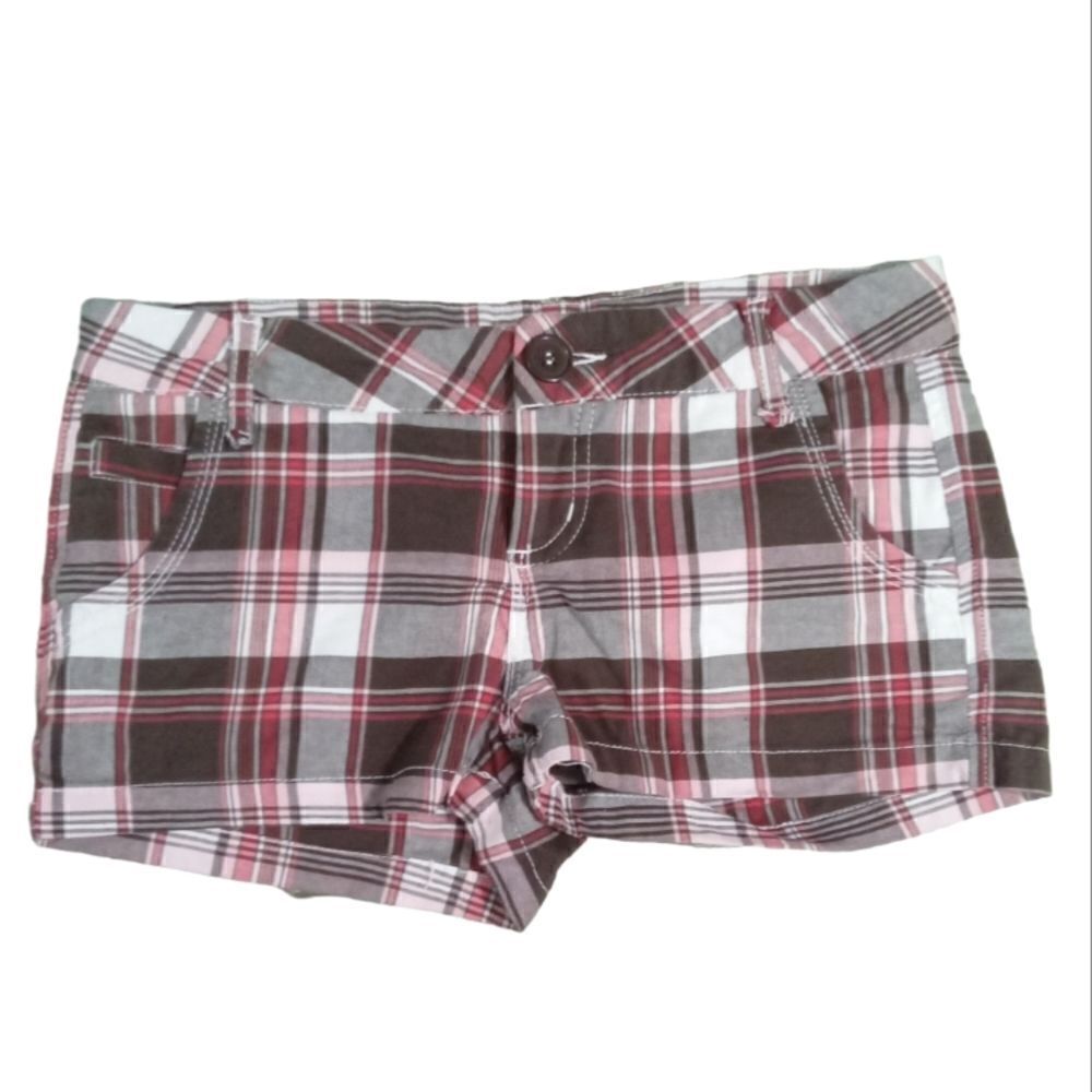 Free Style Revolution Plaid Shorts Size 5 Brown Pink White